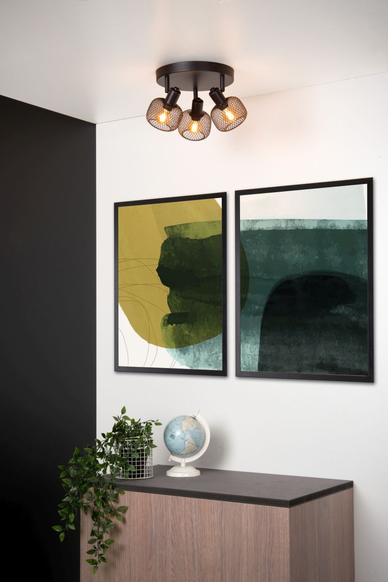 Lucide MAREN - Stropné bodové svietidlo - Ø 37 cm - 3xE14 - Čierne